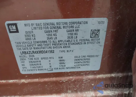 2021 Buick Envision Fwd Preferred z USA, uszkodzony, nr VIN LRBAZLR4XMD041962